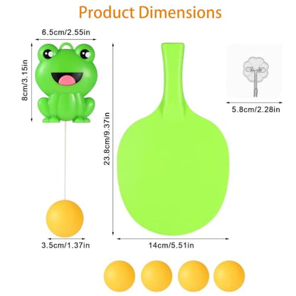 Hanging Table Tennis Trainer Portable Set,1 Pcs 5 Balls Frog Door Pong Game for Kids with Racket and Balls, Adjustable Hanging Table Tennis Trainer