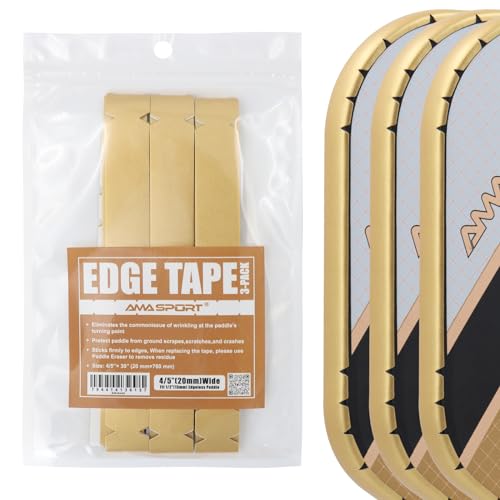 PICKLETECH Pickleball Paddle Protection Tape - Paddle Head Edge Guard - Racket Edge Protection Tape -Fit Perfectly Curved Edge -No Wrinkling - color: Gold, size: Width 20mm