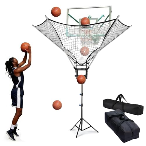 Basketball Rebounder 180° Rotating Universal Fit for All Rims, 86" Wide Net Return System, Portable Shooting High-Efficiency Training & Trainer for Solo Practice