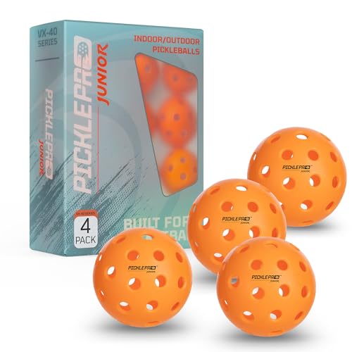 PicklePro Junior Outdoor & Indoor Pickleball Balls for Beginners – Lightweight LDPE 40-Hole Design for Stable Flight, Durable Construction for Training and Youth Play, USAPA Compliant