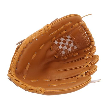 Baseball Glove Ergonomic PU Leather Baseball Mitts, Soft Professional Fielding Glove with Enhanced Grip, Durable Softball Outfield Mitt for Youth and Adult Players - color: Brown, size: 9.5 Inch