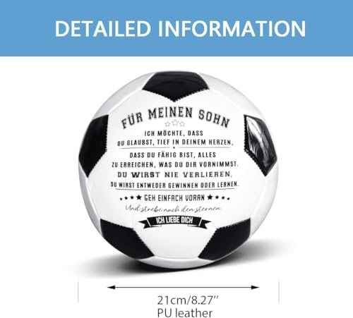 Traditional Black White Soccer Ball High Performance Diameter 21cm/ 8.3 Inch, I Love You Inspirational Soccer Gifts for Birthday Christmas - color: Meinen Sohn