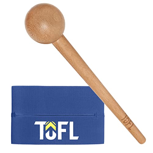 TOFL Baseball Glove Break-in Kit | Wooden Mallet and Elastic Wrap Band for Pocket Formation and Shaping | Hardwood Leather Softening Hammer with Adjustable Strap for Baseball Softball Training Use - color: Blue+Mallet