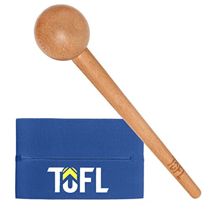 TOFL Baseball Glove Break-in Kit | Wooden Mallet and Elastic Wrap Band for Pocket Formation and Shaping | Hardwood Leather Softening Hammer with Adjustable Strap for Baseball Softball Training Use - color: Blue+Mallet
