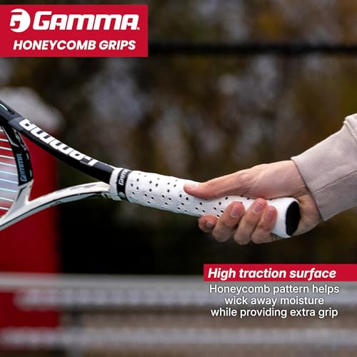 Gamma Sports, Tennis Honeycomb Replacement Grip, Firm Feel, Moisture Wicking Surface, Durable, Mulitple Colors, Racket, Racquet Grip, High Traction Surface, Versatile - color: Red