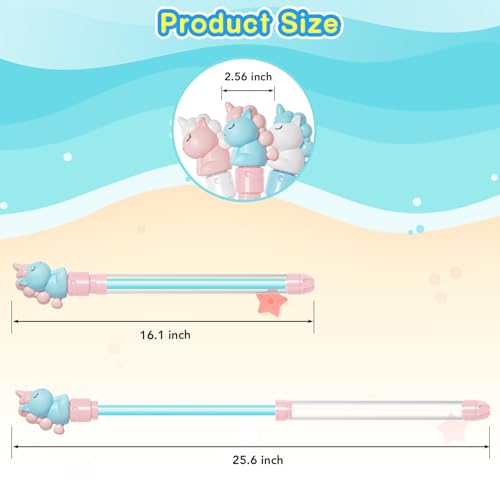 Dsmile 3 Packs Water Guns for Kids Adults,Plastic Handle Outdoor Swimming Pool Beach Summer Fun Party Games for Girls Boys Teens Adults - style: Squirt nozzle(Unicorn)*3