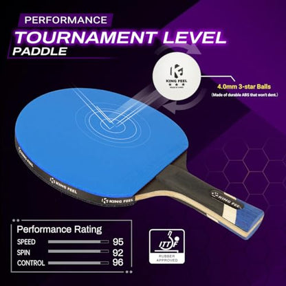 Professional Ping Pong Paddles-Lightweight Carbon Fiber Table Tennis Rackets with 7-Ply Blade, 2.0mm Premium Sponge, ITTF Approved Rubber - for Tournament-Level Performance Table Tennis Paddles - style: Blue(1-Pack)
