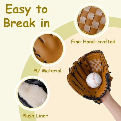 Urby Left Handed Baseball Glove, Left Handed T Ball Glove for Lefty, Left Hand Throw Only. T-Ball & Youth Baseball Gloves. - color: Brown, size: 11.5in Age 7-11
