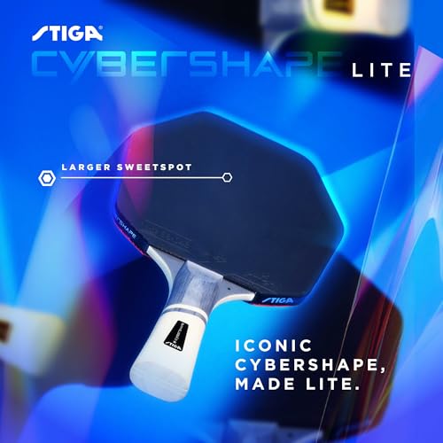 STIGA Cybershape Lite Ping Pong Paddle – Beginner Table Tennis Racket with Lightweight 5-Ply Blade, Hexagon Shape, and Spin-Friendly Rubber for Recreational Play