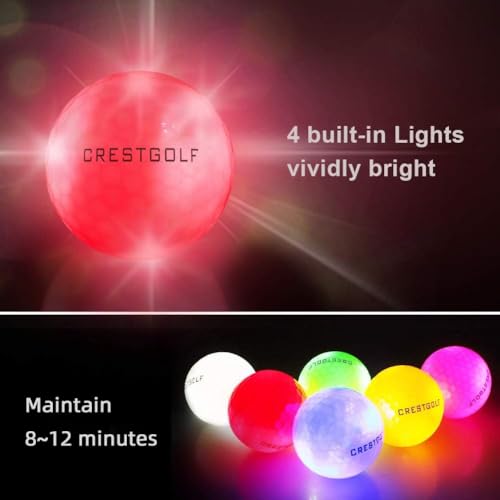 Crestgolf Glow in The Dark Golf Balls with Glow Tees, Super Bright Light Up LED Balls with 12-Minute Reset Timer, Fun Gift for Men and Women, Backyard Putting Greens - color: Red/Blue/Green