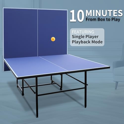 Ping Pong Table Foldable & Portable Table Tennis Table Set for Indoor & Outdoor Games with Net, 2 Paddles and 3 Balls - size: 9FT