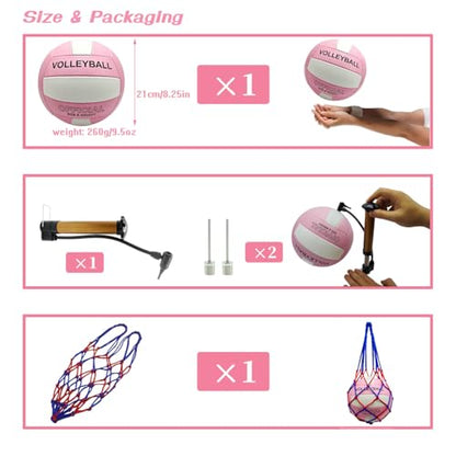 Volleyball Official Size 5 for Indoor Outdoor, Thicker PU Soft Volleyball Kit with Ball Pump for Adults Beach Game Gym Pool Training Play, Soft Touch