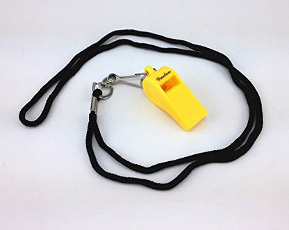 yueton Plastic Coach Whistles with Lanyard, Pack of 6 - color: Yellow