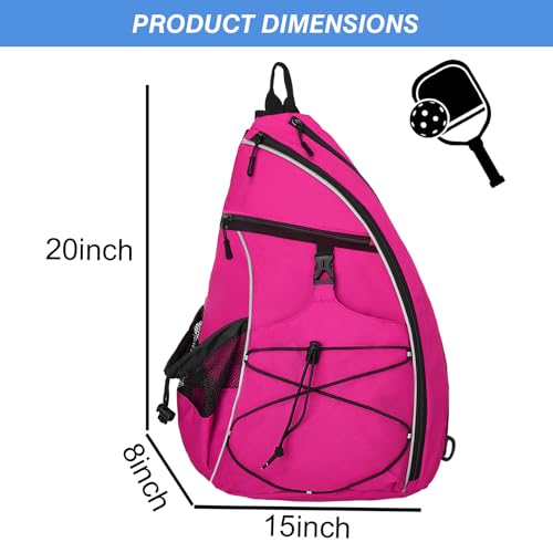 WOLT Pickleball Bag,Crossbody Sling Bags for Women Men,Pickleball Backpack with Fence Hook for Tennis, Racketball - color: Pink