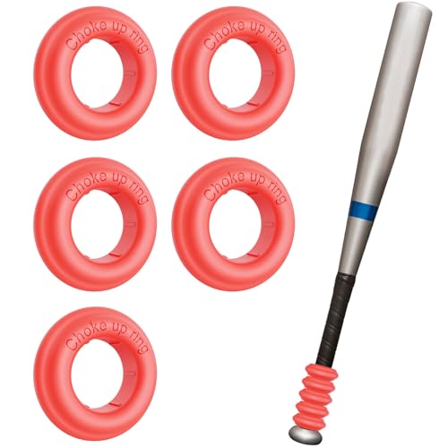 MIPREZT 5 Packs Baseball Bat Grip Choke Up Rings Choke Ring Baseball Softball Teeball Tball Bat Choke Up Ring Bat Knob Baseball Bat Accessories - color: Red