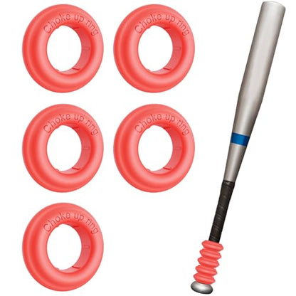 MIPREZT 5 Packs Baseball Bat Grip Choke Up Rings Choke Ring Baseball Softball Teeball Tball Bat Choke Up Ring Bat Knob Baseball Bat Accessories - color: Red