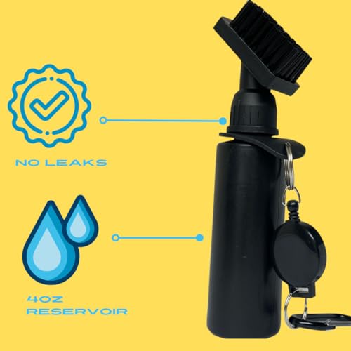 The Golfer's Workshop Deluxe Golf Club Brush Cleaner with Carabiner Clip and Leak-Proof Squeeze Water Bottle – Holds 4 Ounces of Water – Essential Golf Accessories & Gift