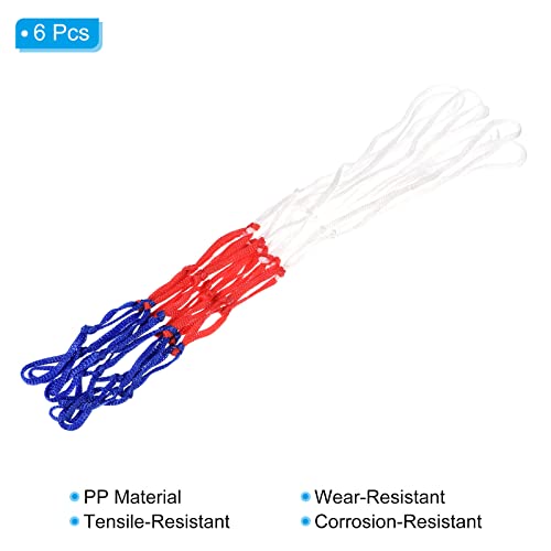 PATIKIL 8 Loops 12" Dia. Mini Basketball Net Replacement, 6 Pack PP Basketball Hoop Net Rim Nets Sturdy for Indoor Outdoor, White Red Blue