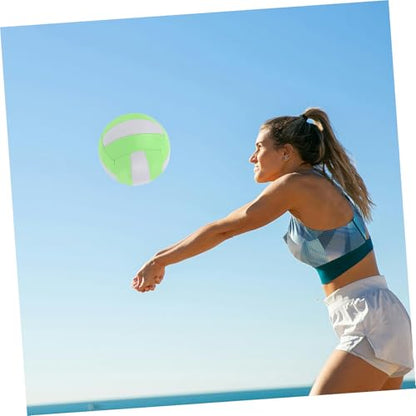 Hemoton Official Size 5 Soft Volleyball Indoor and Outdoor Training Ball Macaron Green White for Student Practice and Competition