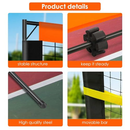 ORIENGEAR Tennis Rebound Practice Wall - 12ft x 6ft Rebounder Net for Racquet Sports, Ball & Pickleball, Training Backboard for Court Backyard and Indoor & Outdoor Use
