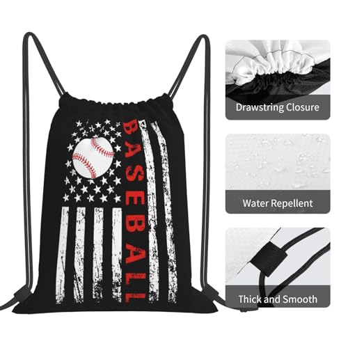 American Baseball Flag Unisex Drawstring Backpack Bag Sport Gym Travel Swim Sackpack - color: American Baseball Flag3