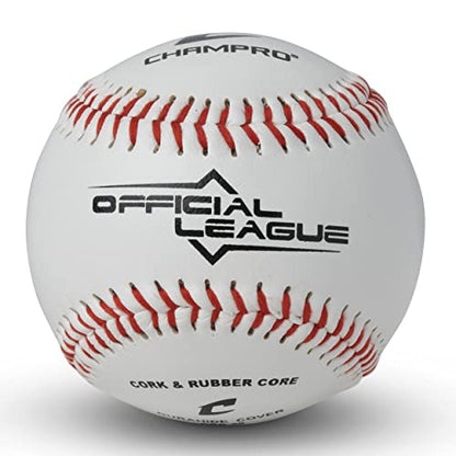 Champro CBB-90 Durahide Cover Baseballs with Optic Blue Bucket – 30 Balls and one Rods Can Sleeve