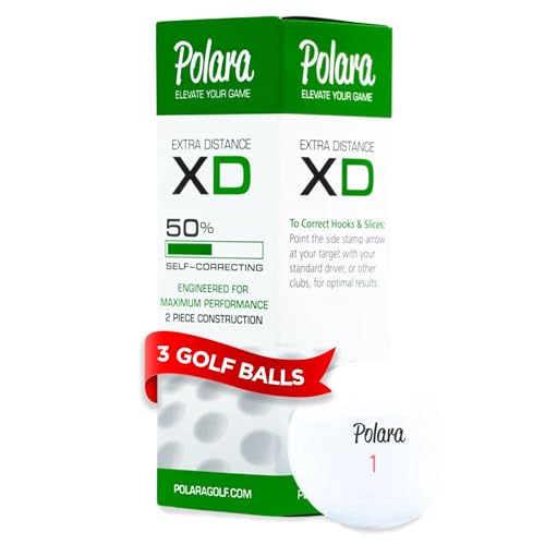 Polara Self-Correcting Golf Balls – High-Performance Golf Balls with Soft Feel, Anti-Slice & Hook Correction, Exceeds USGA Limits, Dimple Design for Maximum Distance, Golf Accessories for Men & Women - size: 1 Sleeve of 3, style: Extra Distance White