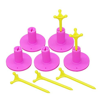 Golf Rubber Tee Holder Set for Golf Driving Range Tee Practice Tool Pack of 5 - color: Pink