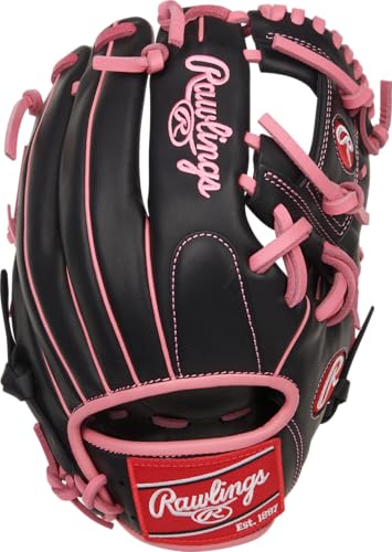 Rawlings | R9 Series Baseball Glove - color: Black / Pink | Pro I Web, size: 11.5"