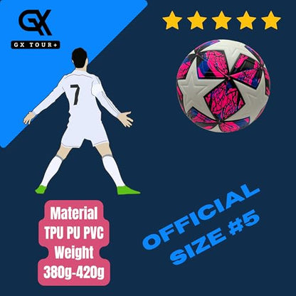 Soccer Ball Size 4. GX Soccer Champions Soccer Ball. Professional Grade PU Durable Material. - size: Size 5