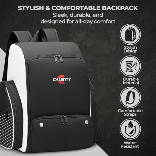 Pickleball Bag Backpack – Large Pickleball Backpack Fits 2+ Paddles with Shoe Compartment, Fence Hook, Secure Ball Storage & 2 Keychains, Premium Pickleball Bag for Men and Women