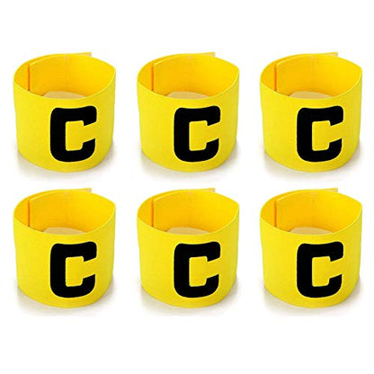 6 Pieces Elastic Soccer Captain Armband Adjustable Football Basketball Player Bands for Adult Youth - color: Yellow