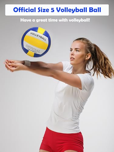 Volleyball, 6 Pack Official Size 5 Volleyball with Pump and Big Net Bag for Indoor Outdoor, Soft Touch Volleyballs for Adults Beach Play Pool Game Gym Play Training Match for Beginner