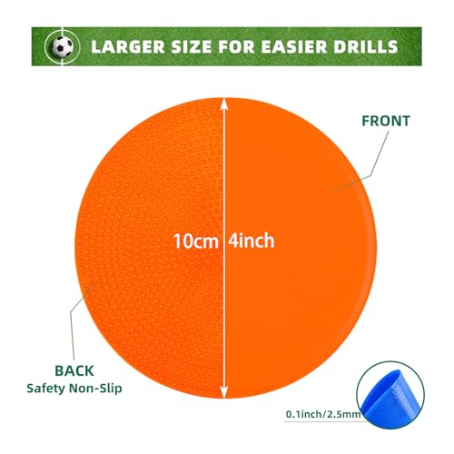 Spot Markers 9 Inch 10 Inch Non Slip Rubber Floor Markers Flat Field Cones Poly Dots for Soccer Basketball Sports Speed Agility Training and Drills