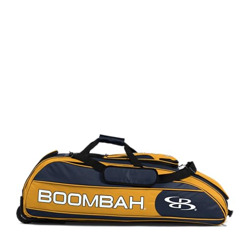 Boombah Beast Rolling Bat Bag - Multiple Color Options - Holds 8 Bats, Glove and Shoe Compartments - color: Navy/Gold