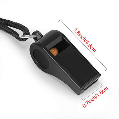 Fya Plastic Whistle with Lanyard, Loud Clear Black Whistles Bulk Great for Coaches, Referees, and Officials - color: 24PCS