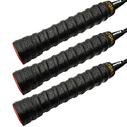 Tennis Grip Tacky Tennis Racket Grip Tape Absorbent Anti-Slip Overgrip for Tennis Badminton Pickleball Racquet Handle Grip with Damping Ridges Overgrips (Black)