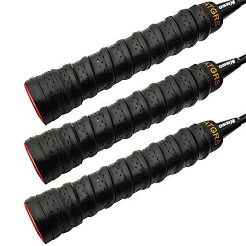 Tennis Grip Tacky Tennis Racket Grip Tape Absorbent Anti-Slip Overgrip for Tennis Badminton Pickleball Racquet Handle Grip with Damping Ridges Overgrips (Black)