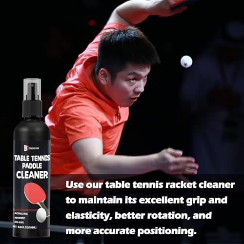 200ml Table Tennis Paddle Cleaner Spray, Restores Tackiness, Removes Dust, and Extends Rubber Life, Includes Sponge