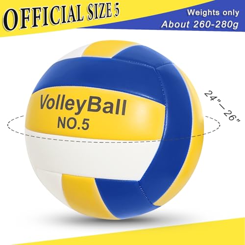 Soft Touch Volleyball Kit - Official Size 5 PU Leather - Indoor Outdoor Volleyballs for Beach Play, Game,Gym,Training -Includes Ball Pumpwith Pump Needles