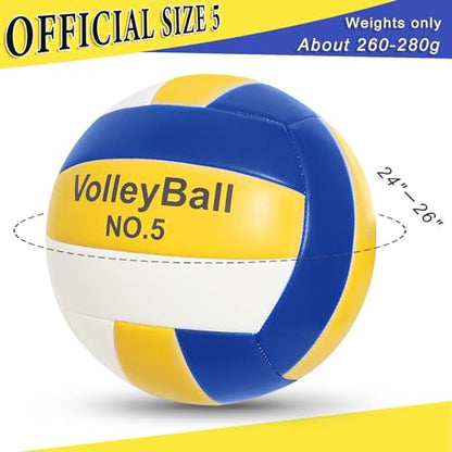 Soft Touch Volleyball Kit - Official Size 5 PU Leather - Indoor Outdoor Volleyballs for Beach Play, Game,Gym,Training -Includes Ball Pumpwith Pump Needles