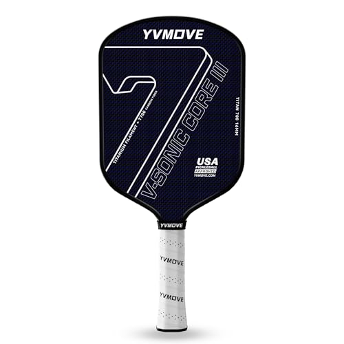 Pickleball Paddles for Advanced Players | Control & Power | Ti-Carbon Hybrid Face | V-Sonic III STR-Core 16MM | Large Sweet Spot | Mid-Weight | Extended Grip | USAPA Approved - color: Dark Black