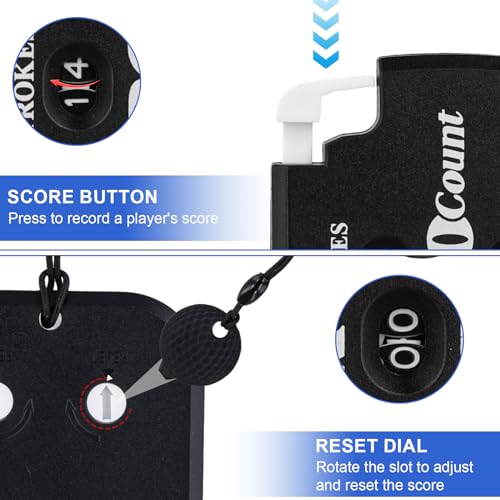 NQEUEPN 3 Pack Golf Counter, 2 Digit Portable Mini Golf Score Indicator Clicker Stroke Counter Black with String for Golf Game Outdoor Sport