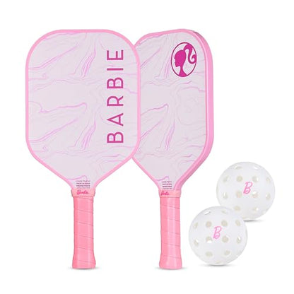 Barbie Pickleball Paddle Set with Carry Bag, Pickleball Starter Kit with Paddle & Balls, Lightweight Sports Set for Kids, Teens & Beginners (Pink)