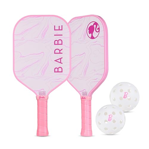 Barbie Pickleball Paddle Set with Carry Bag, Pickleball Starter Kit with Paddle & Balls, Lightweight Sports Set for Kids, Teens & Beginners (Pink)
