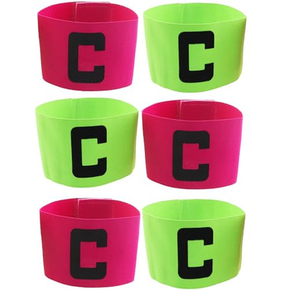 6PCS 31x7cm Football Captain Elastic Armband C Shape Match Group Identification Non Slip Nylon Sleeve Band for Team Training Magenta Olive Green 12.2x2.76in
