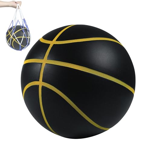 Silent Basketball Size7, New Upgraded Weight 600g Grooved Airless Indoor Basketball, Non-derforming Package, Real Feel & Bounce Like Official Ball, Quiet Dribbling Indoor Training - color: Black
