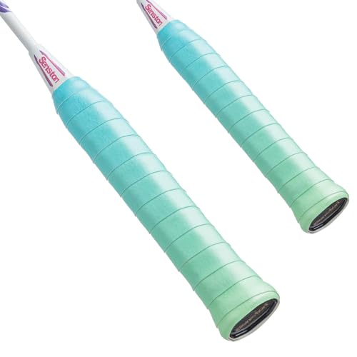 Senston 2pcs Racquet Grips Tape Overgrip for Tennis/Badminton/Squash Racquet Handle Grips - color: Green, style: Flat