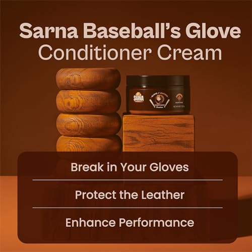 SARNA BASEBALL Glove Conditioner, Cream, 4 Oz – Break in Faster, Keep Leather Maintained – Glove Conditioner for Mitts & Softball Gear Made in USA - size: 4oz Baseball
