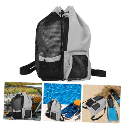 Baluue Draw Swimming Bag Back Draw Back Swimming Mesh Bag Swim Mesh Bag Beach Bag Back Swimsuit Bags Swim Back - color: Grey